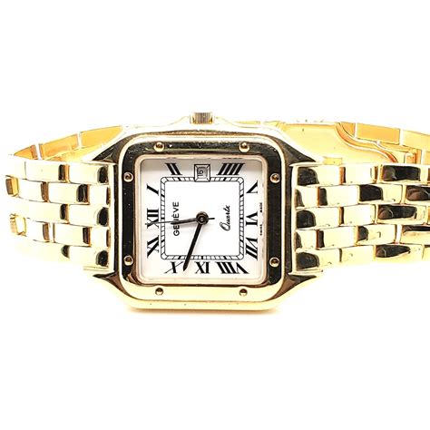 men's geneva gold watch with diamonds